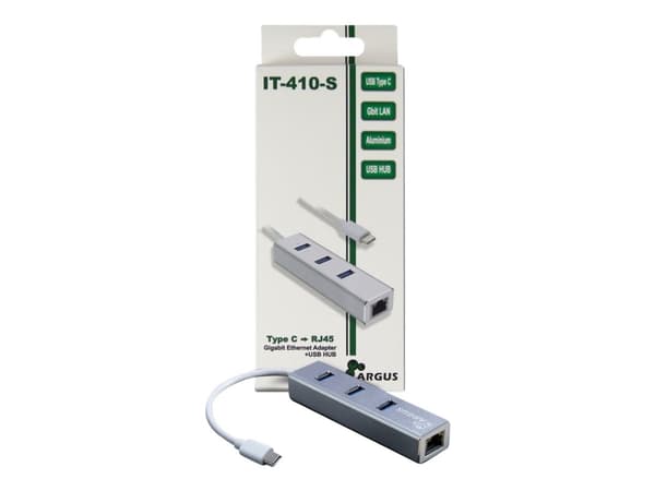 Argus IT-410-S - Hubb - 3 x SuperSpeed USB 3.0 + 1 x 10/100/1000 - skrivbordsmodell