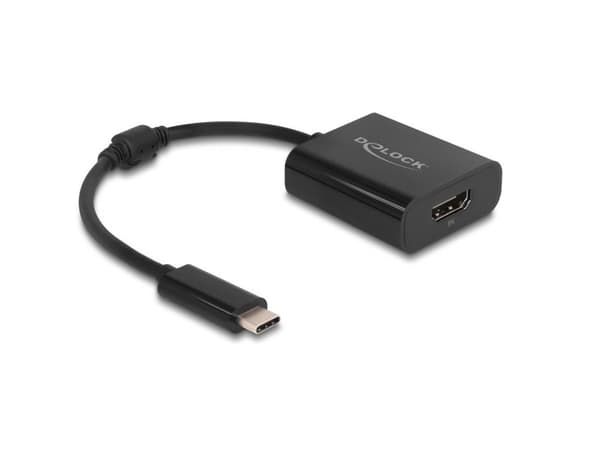 Delock - Video adapter - 24 pin USB-C hann til HDMI hunn - 15 cm - svart - 8 K 30 Hz (7680 x 4320) støtte