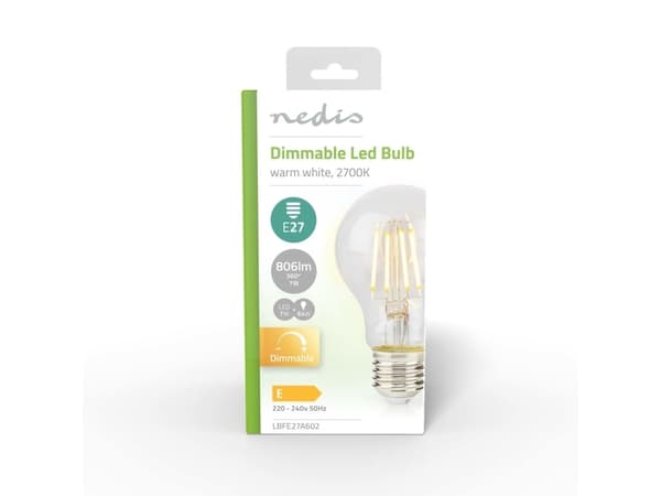 Nedis LBFE27A602, 7 W, 64 W, E27, 806 lm, 15000 t, Varm hvit