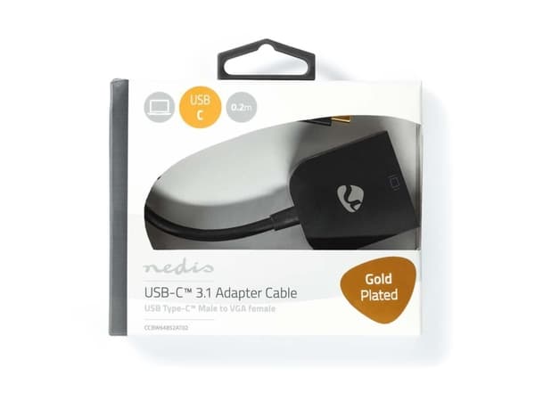 Nedis CCBW64852AT02, 3.2 Gen 1 (3.1 Gen 1), USB Type-C, VGA-utgång (D-Sub), 1920 x 1200 pixlar