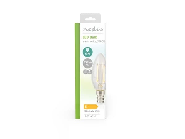 Nedis LBFE14C351, 2 W, 26 W, E14, 250 lm, 15000 h, Varmvit