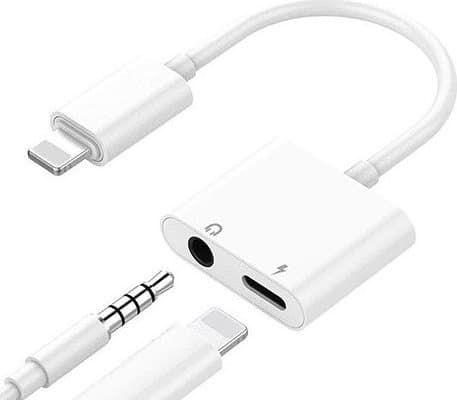 Extra digital dubbeladapter för iPhone Lightning - 3,5 mm hörlurar och laddare