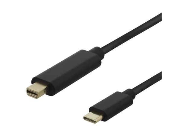 DELTACO - Adapterkabel - 24 pin USB-C (hann) til Mini DisplayPort (hann) - DisplayPort 1.2 - 1 m - støtte for 4K 60 Hz (3840 x 2160), aktiv, støtte f