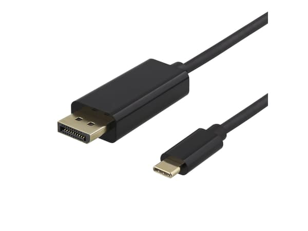 DELTACO - Adapterkabel - 24 pin USB-C (hane) till DisplayPort (hane) - DisplayPort 1.2 - 50 cm - 4K60Hz UHD-stöd, aktiv, 1080p stöd 240 Hz - svart