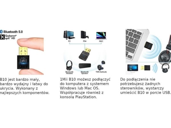 B10 Bluetooth 5.0 USB lydsender 1Mii aptX 20m