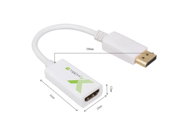 Techly IADAP DP-HDMIFP, 0,2 m, DisplayPort, HDMI, Hankjønn, Hunkjønn, Rett