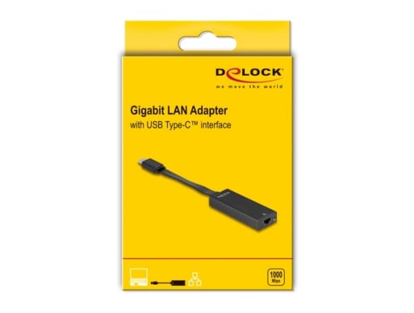 Delock - Nettverksadapter - USB-C 3.2 Gen 1 - Gigabit Ethernet x 1 - svart