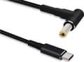 Miniatyrbilde 4 av 4: MicroConnect - Strømkabel - 24 pin USB-C (hann) rett til 5,5 x 2,5 mm DC-jakk (hann) vinklet - 20 V - 5 A - 1.2 m - svart
