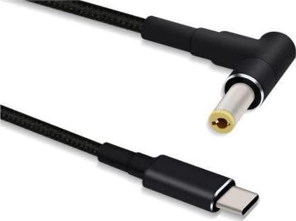 MicroConnect - Strømkabel - 24 pin USB-C (hann) rett til 5,5 x 2,5 mm DC-jakk (hann) vinklet - 20 V - 5 A - 1.2 m - svart
