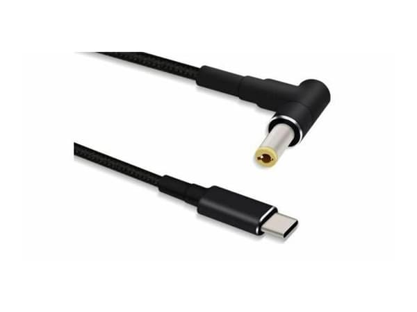 MicroConnect - Strømkabel - 24 pin USB-C (hann) rett til 5,5 x 2,5 mm DC-jakk (hann) vinklet - 20 V - 5 A - 1.2 m - svart