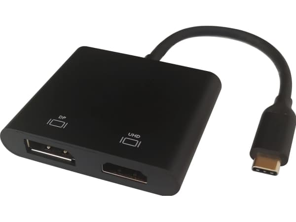 DELTACO - Video/lyd-splitter - 2x 4K60Hz - 1 x HDMI + 1 x DisplayPort - stasjonær
