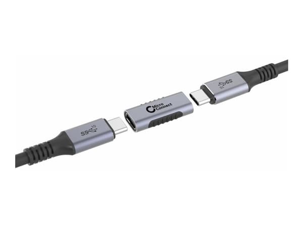MicroConnect - USB-sovitin - 24-nastainen USB-C (hun) til 24-nastainen USB-C (hun) - USB 3.2 Gen 2 - USB Power Delivery (100 W), 4K60 Hz tuki - lajit