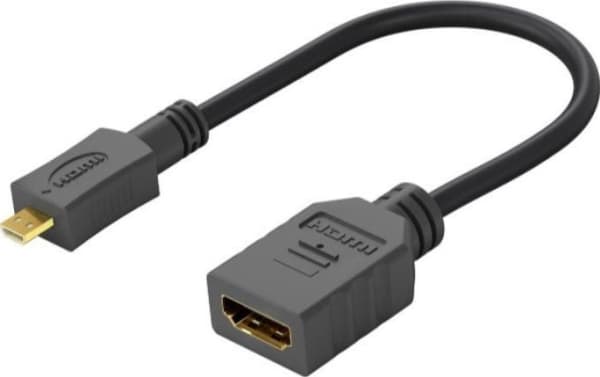 MicroConnect - HDMI-adapter - 19 pin micro HDMI Type D hann til HDMI hunn - 15 cm - svart - 4K 60Hz støtte