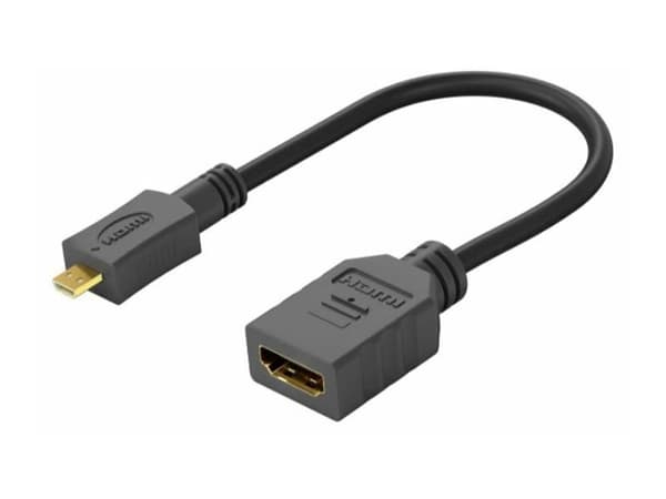 MicroConnect - HDMI-adapter - 19 pin micro HDMI Type D hann til HDMI hunn - 15 cm - svart - 4K 60Hz støtte