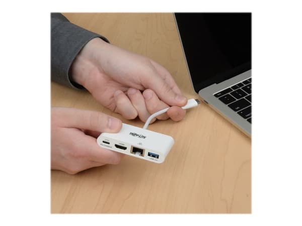 Tripp Lite USB C - HDMI Multiport Video Adapter Converter w/ USB-A Hub, USB-C PD-lataus, Gigabit Ethernet -portti, Thunderbolt 3 -yhteensopiva USB Ty