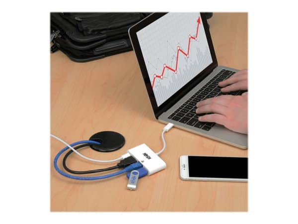 Tripp Lite USB C - HDMI Multiport Video Adapter Converter w/ USB-A Hub, USB-C PD-lataus, Gigabit Ethernet -portti, Thunderbolt 3 -yhteensopiva USB Ty