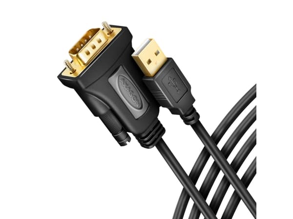 Axagon ADS-1PQN USB-A 2.0 - serial RS-232 DB9-M FTDI adapter cable 1.5m - Adapter - Digital/Daten, Svart, 1,5 m, USB Type-A, RS-232, Hankoppling, Han