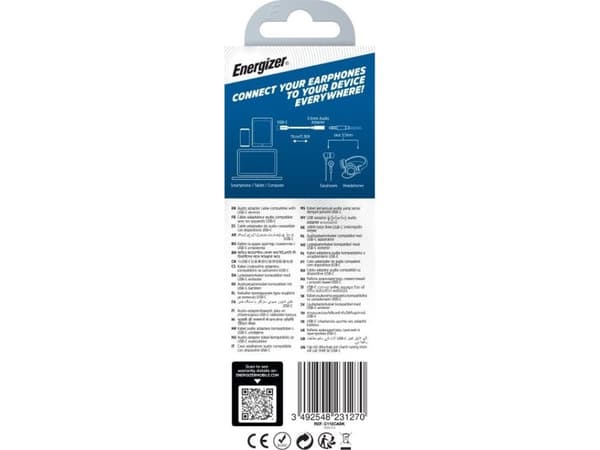 Adapter AV Energizer Energizer Ultimate - Adapter audio USB-C do jack 3,5 mm 11 cm (Czarny)