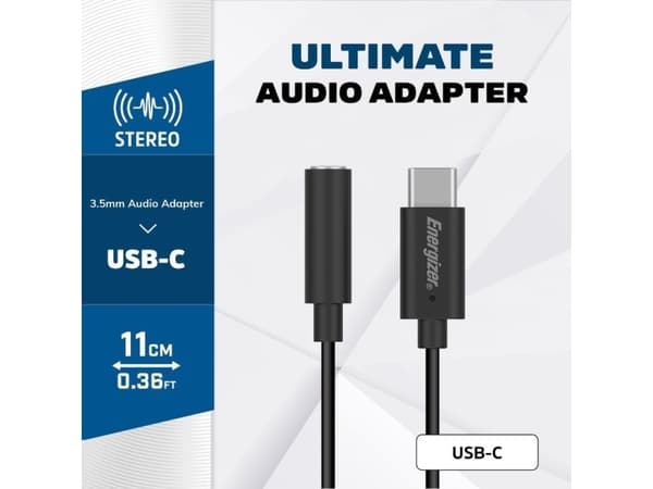 Adapter AV Energizer Energizer Ultimate - Adapter audio USB-C do jack 3,5 mm 11 cm (Czarny)