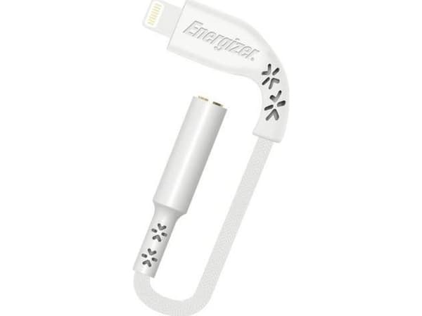 Energizer HardCase - Lyn til 3,5 mm jack-lydadapter MFi 11 cm ROW-sertifisert (hvit)