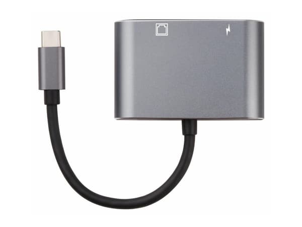 MicroConnect - Nätverksadapter - USB-C - Gigabit Ethernet x 1 + USB-C x 1 - svart