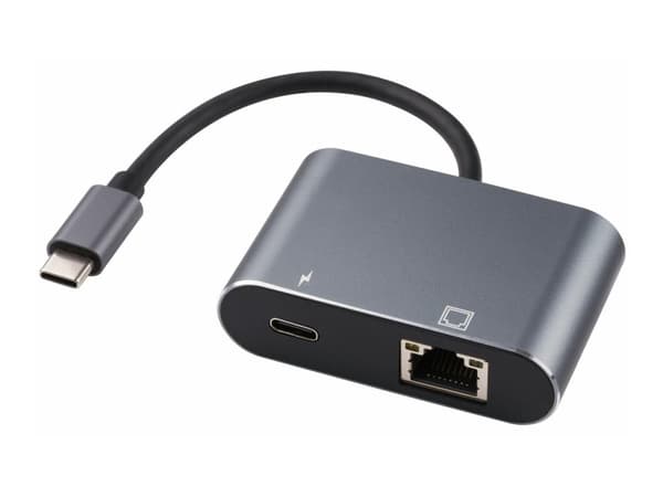 MicroConnect - Nätverksadapter - USB-C - Gigabit Ethernet x 1 + USB-C x 1 - svart