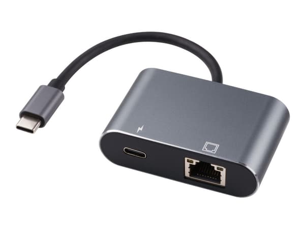 MicroConnect - Nettverksadapter - USB-C - Gigabit Ethernet x 1 + USB-C x 1 - svart