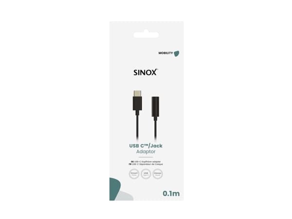 Sinox adapter USB C - mini jack. 0,15m. Sort