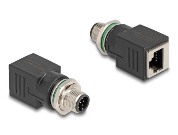Delock M12-sovitin A-koodattu 8-nastainen pistoke RJ45-pistorasiaan suora