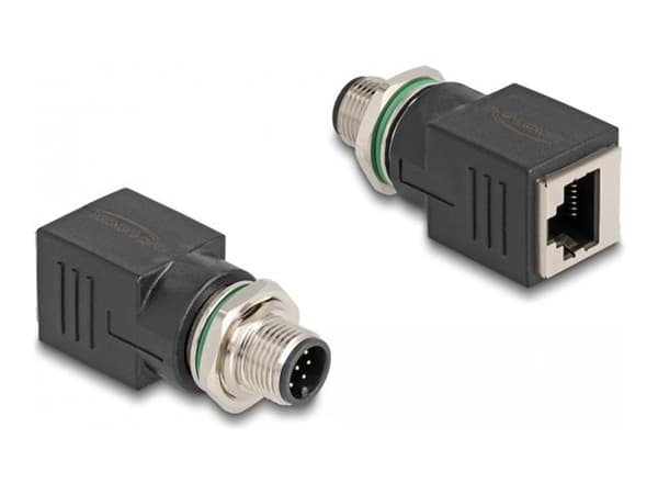 Delock - Nettverksadapter - 8-pins M12 (hann) skrubar til RJ-45 (hunn) - CAT 6a - IP67 - svart
