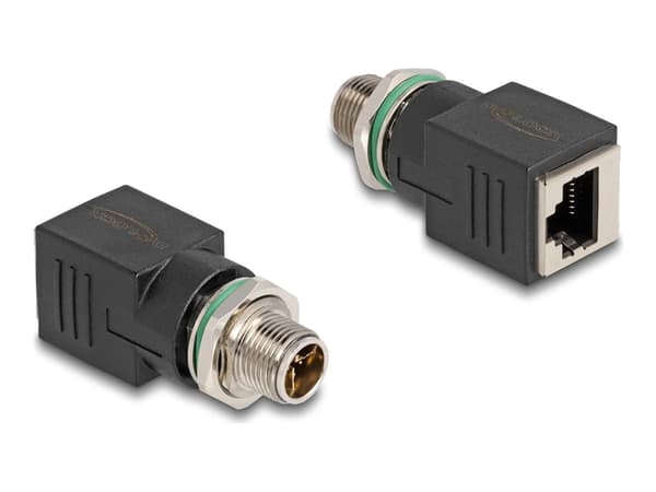 Delock - Nettverksadapter - 8-pins M12 (hann) til RJ-45 (hunn) - CAT 6a - svart