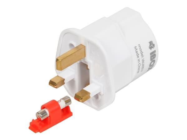 iBOX IAUKEA - Strømkoblingsadapter - Type G til Type E - AC 100-250 V - 13 A - hvit