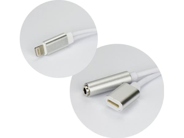 Adapter USB Partner Tele.com Lightning - Jack 3.5mm + Lightning Srebrny (5901737400680)