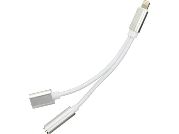 Adapter USB Partner Tele.com Lightning - Jack 3.5mm + Lightning Srebrny (5901737400680)