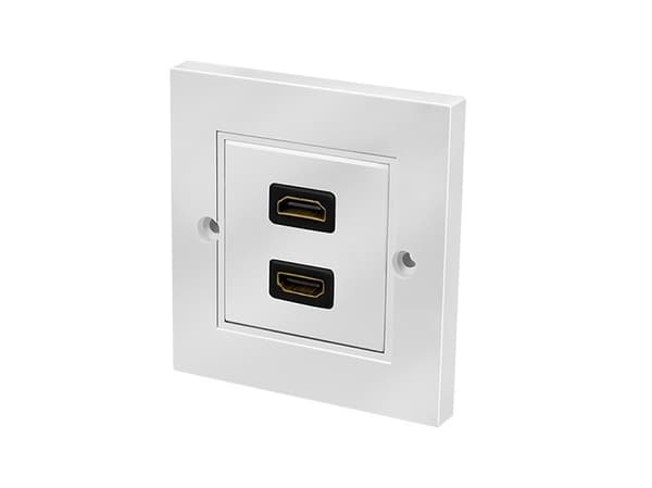 LogiLink kopplingsdosa, 2x HDMI-koppling - HDMI-koppling vit, utanpåliggande dosa med 2 anslutningar, 86 x 86 mm, för - 1 st (AH0018)