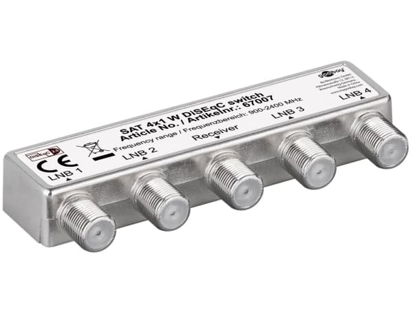 goobay SAT DiSEqC 2.0 switch 4x1 W - Multisvitsj for satellittsignal