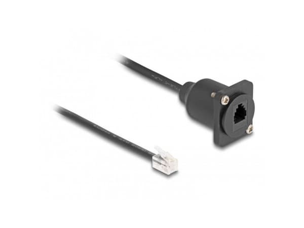 Delock - Telefonförlängningskabel - RJ-10 (hane) till RJ-10 (hona) skruvbar - 30 cm - svart
