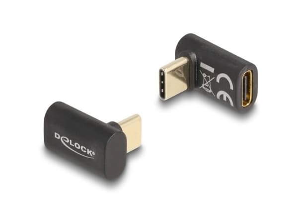 Delock - USB-adapter - 24 pin USB-C (hane) vinklad till 24 pin USB-C (hona) - USB 3.2 / Thunderbolt 3 / DisplayPort 1.4 - 20 V - 5 A - USB-strömförsö