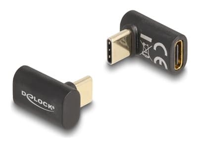 Delock - USB-adapter - 24 pin USB-C (hane) vinklad till 24 pin USB-C (hona) - USB 3.2 / Thunderbolt 3 / DisplayPort 1.4 - 20 V - 5 A - USB-strömförsö