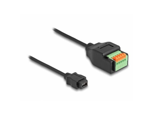 Delock USB 2.0 kabeltype Mini-B Buchse zu Terminalblock Adapter med Drucktaster 15 cm