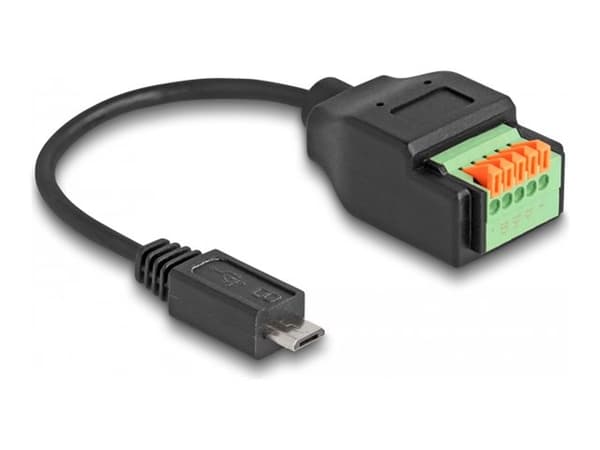 Delock - USB-adapter - 5-stifts terminalblok till mikro-USB typ B (hane) - USB 2.0 - 15 cm - svart