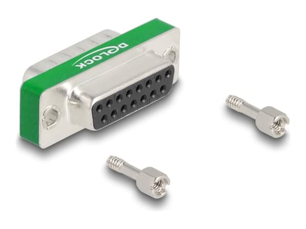 Delock HF/EMI interferensundertrykkingsfilter D-Sub 15 pins hann til hunn med lavpass kapasitiv