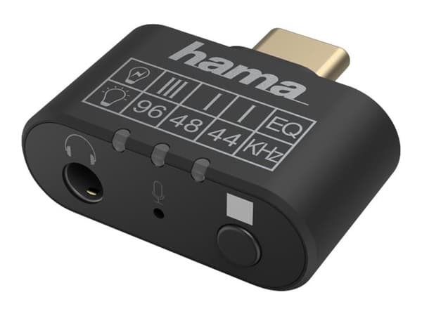 Hama - USB-C-sovitin pistokkeeseen - USB-C (S) stereopistokkeeseen (W) - Musta