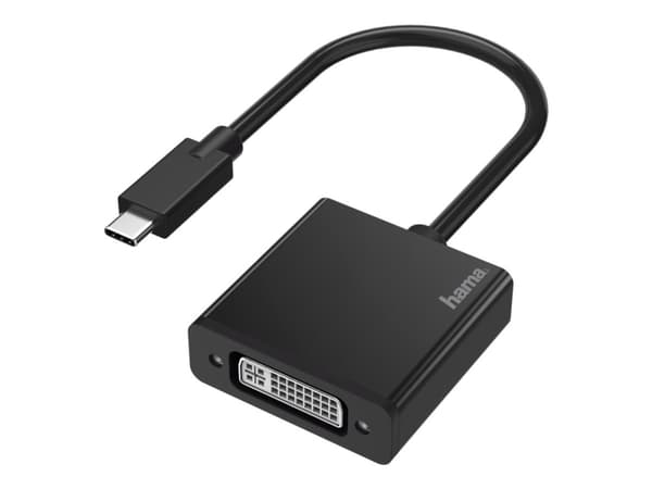 Hama - Videokort - 24 pin USB-C (hane) till DVI (hona) - Thunderbolt 3 - stöd för 4K - svart