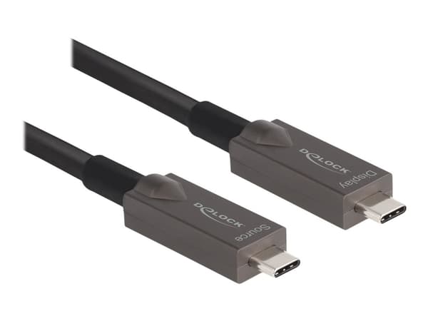 Delock - USB-kaapeli - 24-nastainen USB-C (han) til 24-nastainen USB-C (han) - USB 3.2 Gen 2 / DisplayPort 1.4 - 20 V - 3 A - 3 m - Aktiivinen optine