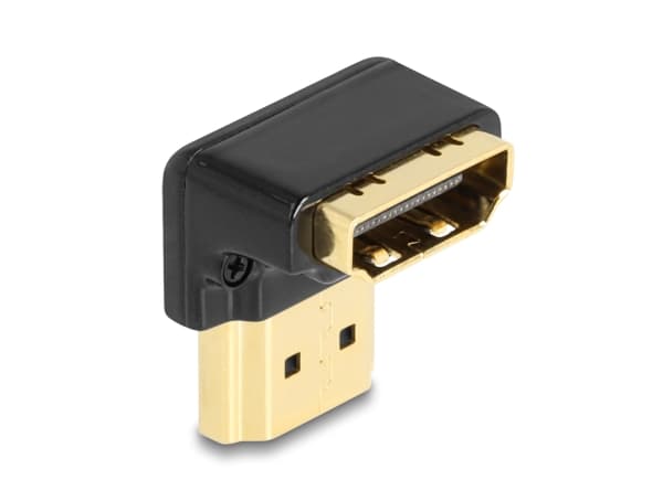 Delock - Hög hastighet - HDMI-adapter - HDMI hane till HDMI hona nedåtvinklad - svart - 8K60 Hz (7680 x 4320) stöd