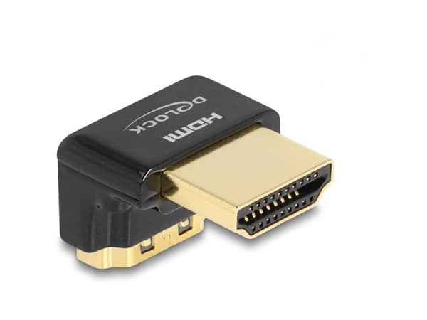 Delock - Hög hastighet - HDMI-adapter - HDMI hane till HDMI hona nedåtvinklad - svart - 8K60 Hz (7680 x 4320) stöd