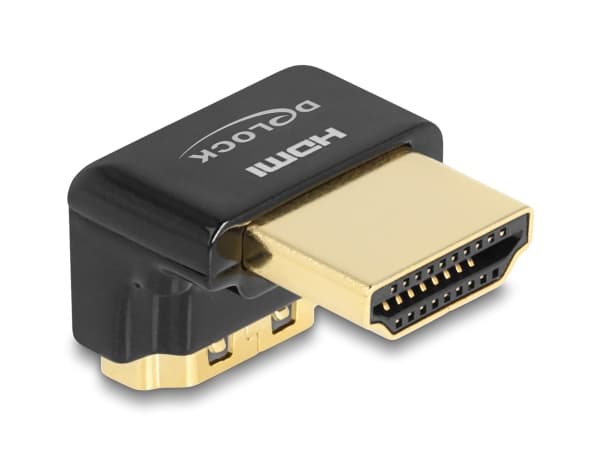 Delock - Hög hastighet - HDMI-adapter - HDMI hane till HDMI hona nedåtvinklad - svart - 8K60 Hz (7680 x 4320) stöd