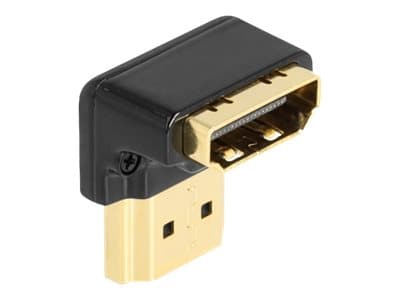 Delock - Hög hastighet - HDMI-adapter - HDMI hane till HDMI hona nedåtvinklad - svart - 8K60 Hz (7680 x 4320) stöd