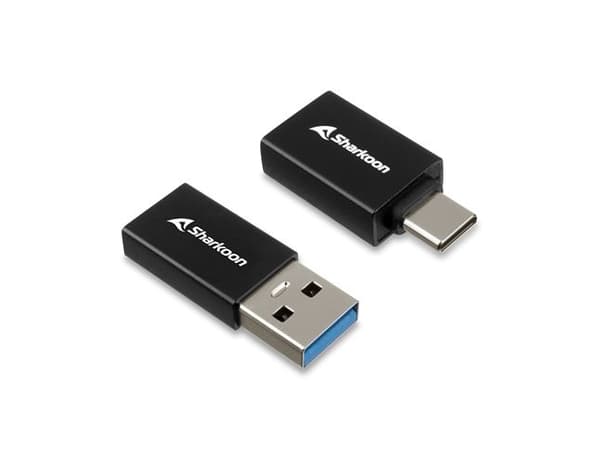 Sharkoon OfficePal USB-C Adapter, USB 3.2 Gen 1 (3.1 Gen 1), USB Type-C, Svart, Hane/Hona, Rak, Rak, 5 Gbit/s